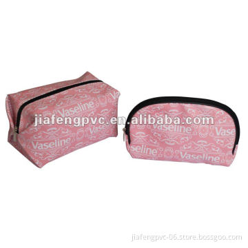 Fancy Gloss Pink PU Cosmetic gift bag with full printing